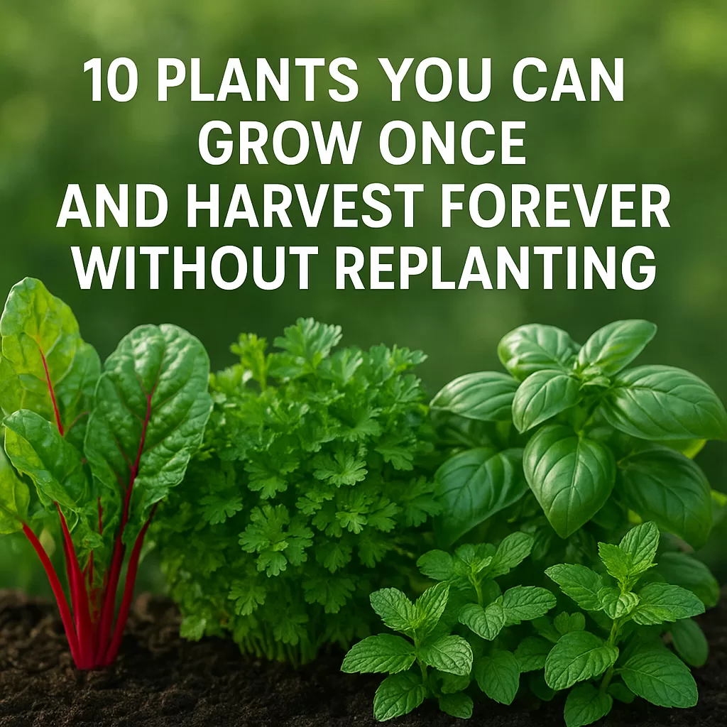A variety of edible perennial plants including herbs, vegetables, and fruits growing in a garden for sustainable harvesting.